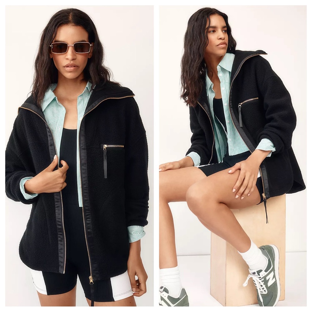 Varley Donley Fleece Jacket in Black